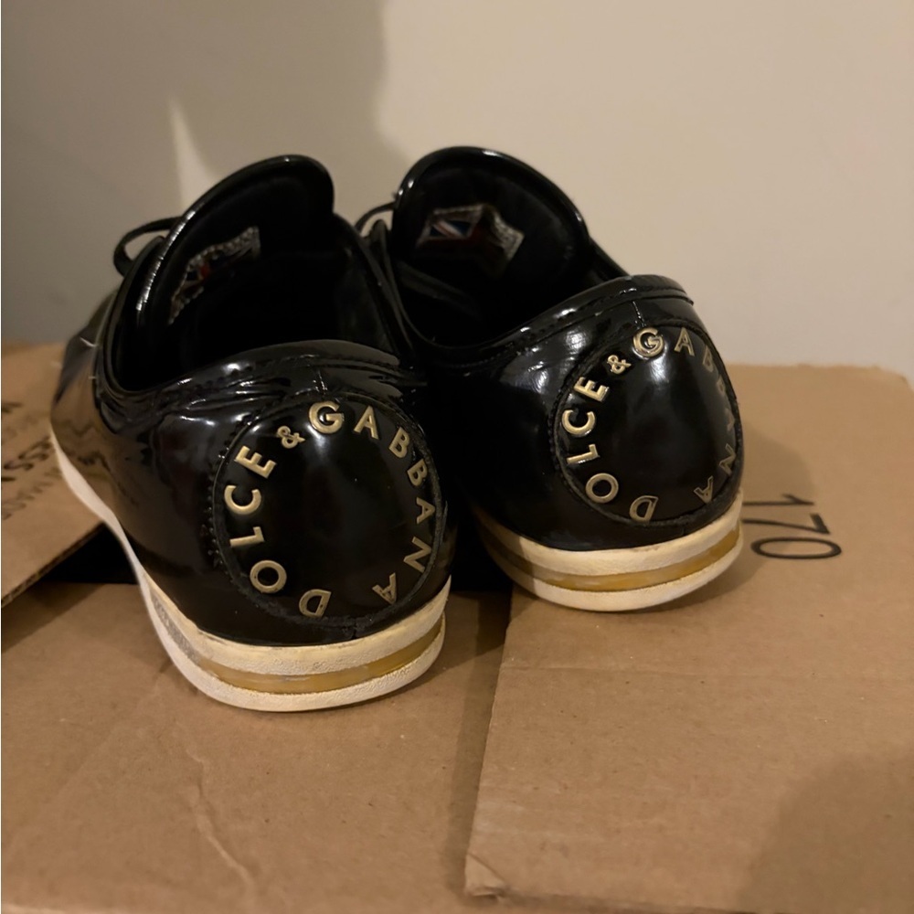 Vintage dolce and gabbana Black Low-Top Leather Sneakers image 3